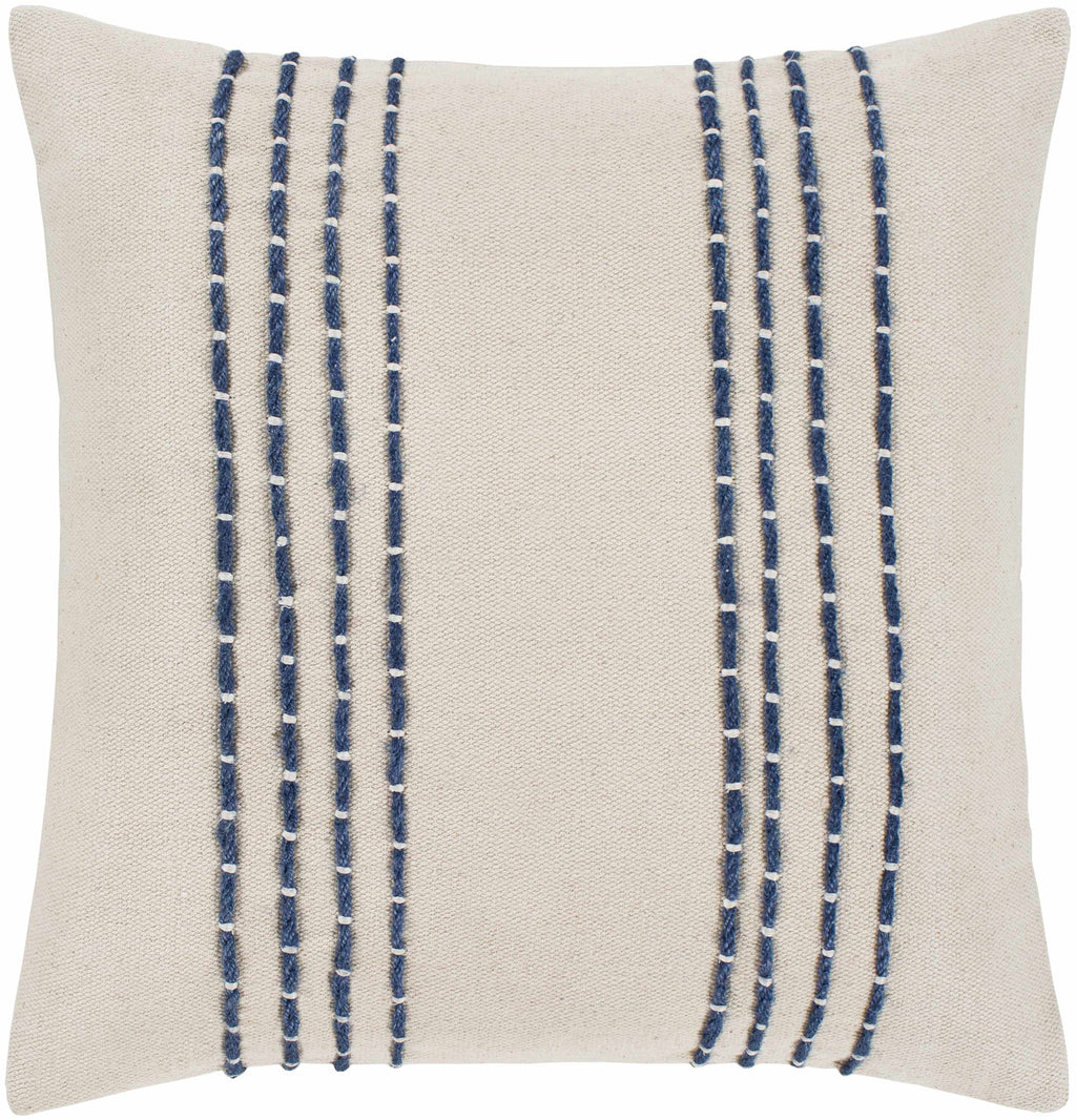 Listie Navy & Beige Striped Cotton Throw Pillow – Coastal Style