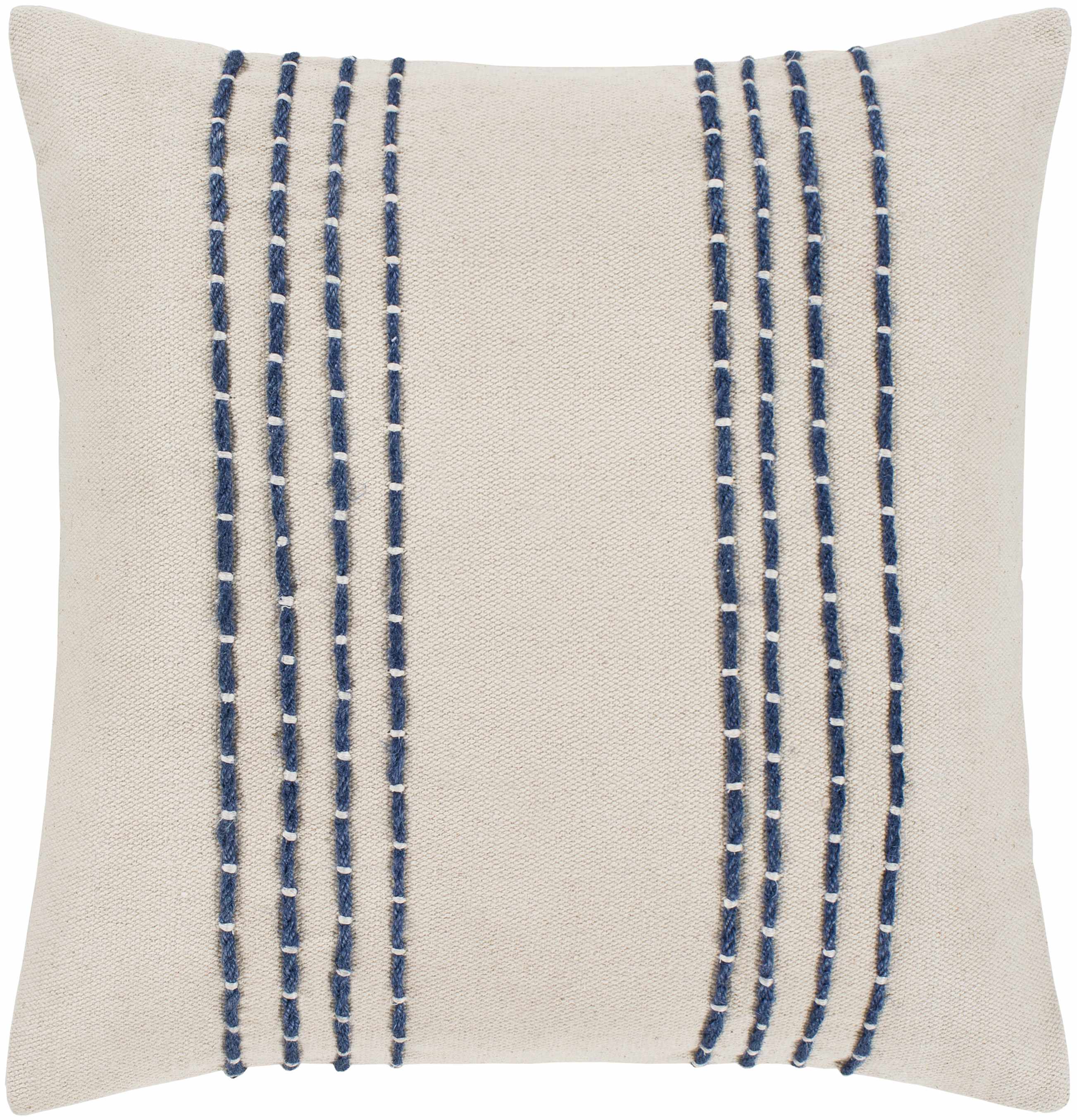 Listie Navy & Beige Striped Cotton Throw Pillow – Coastal Style