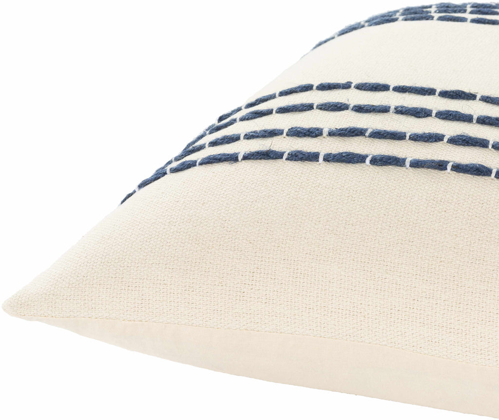 Listie Navy & Beige Striped Cotton Throw Pillow – Coastal Style