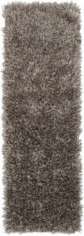 Charcoal shag area rug rectangle swatch with high pile and uniform fiber tips