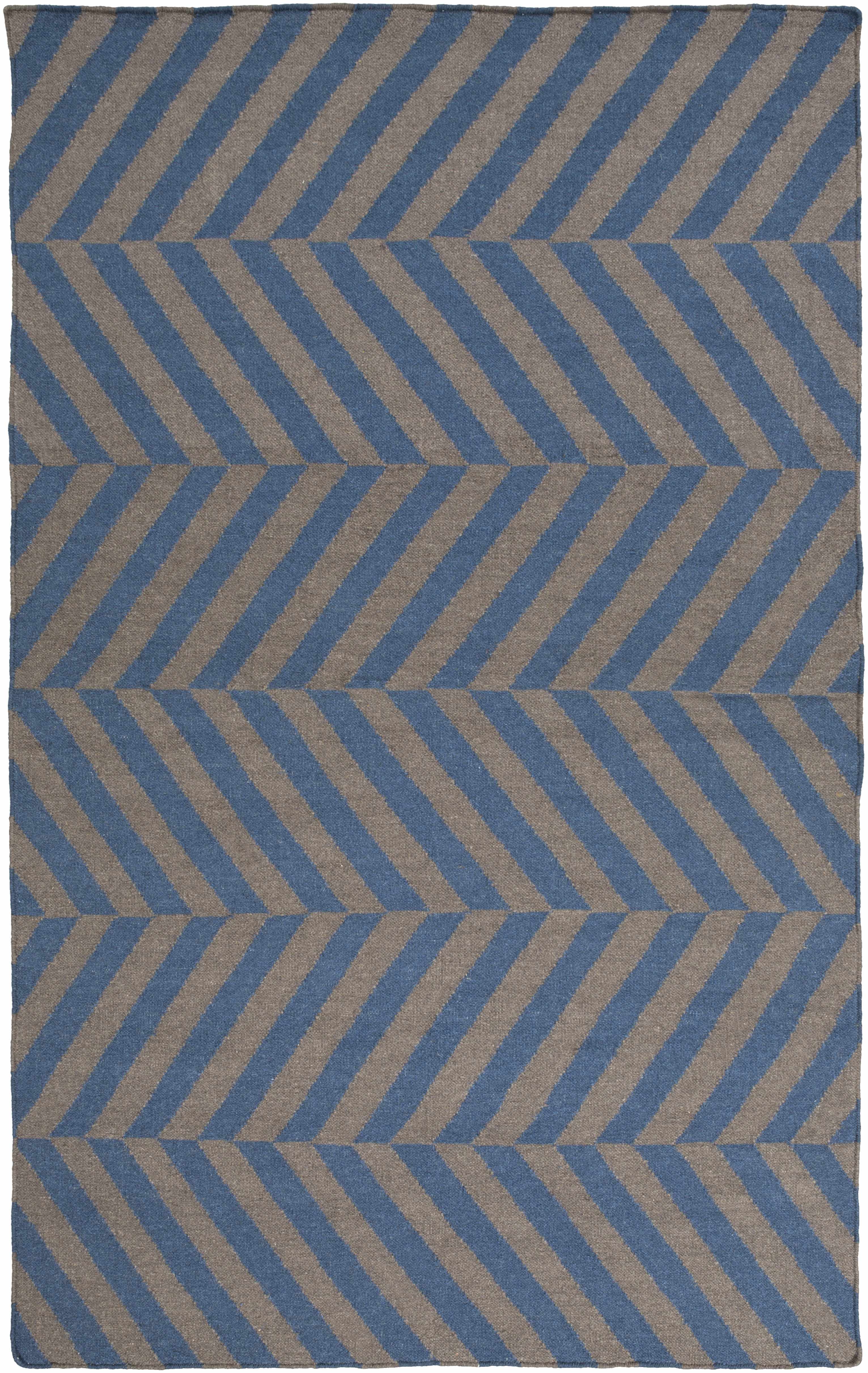 Mauckport Hand Woven Wool Flat Weave Area Rug – Charcoal & Navy