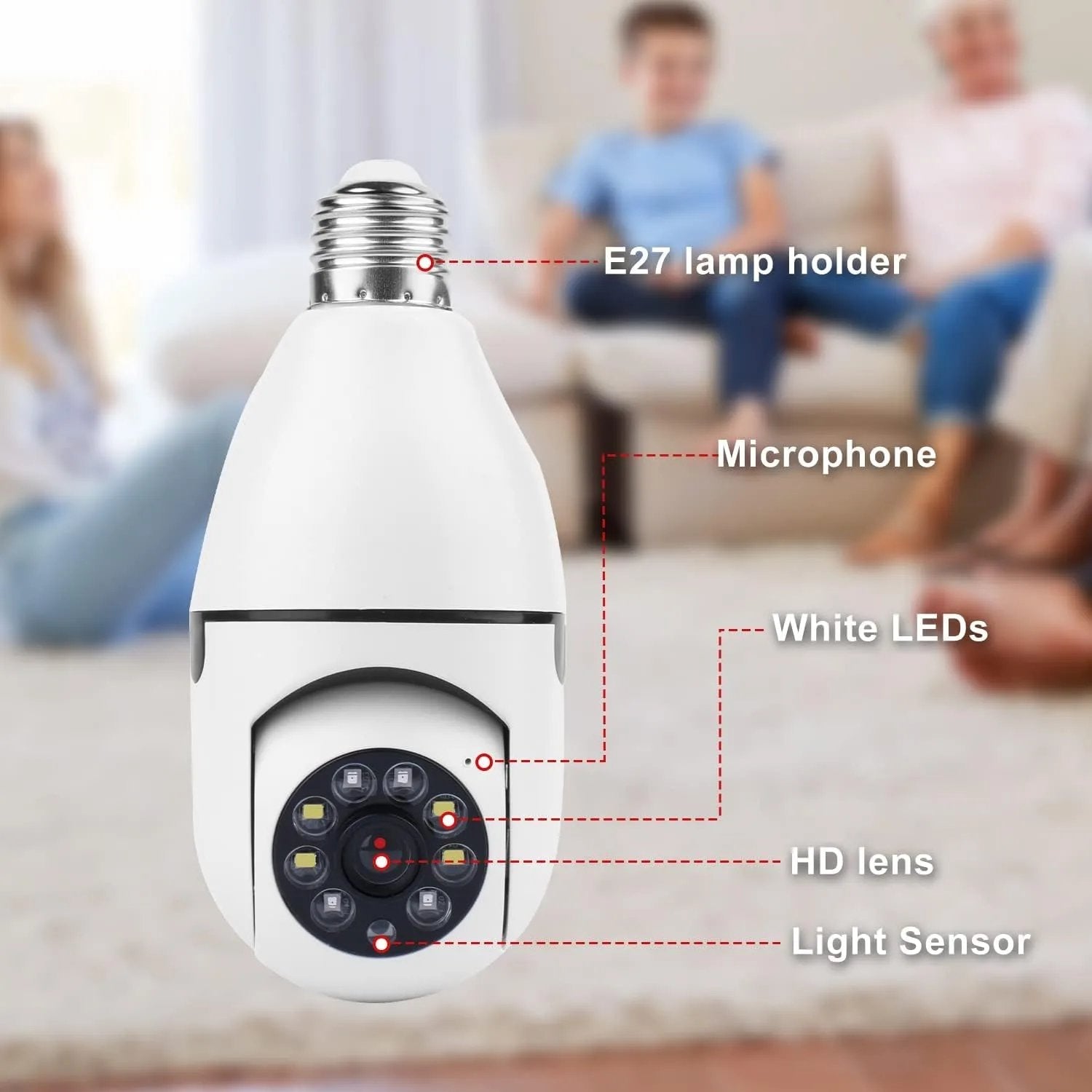 1080P Light Bulb Security Camera – 360° Wireless WiFi with Night Vision