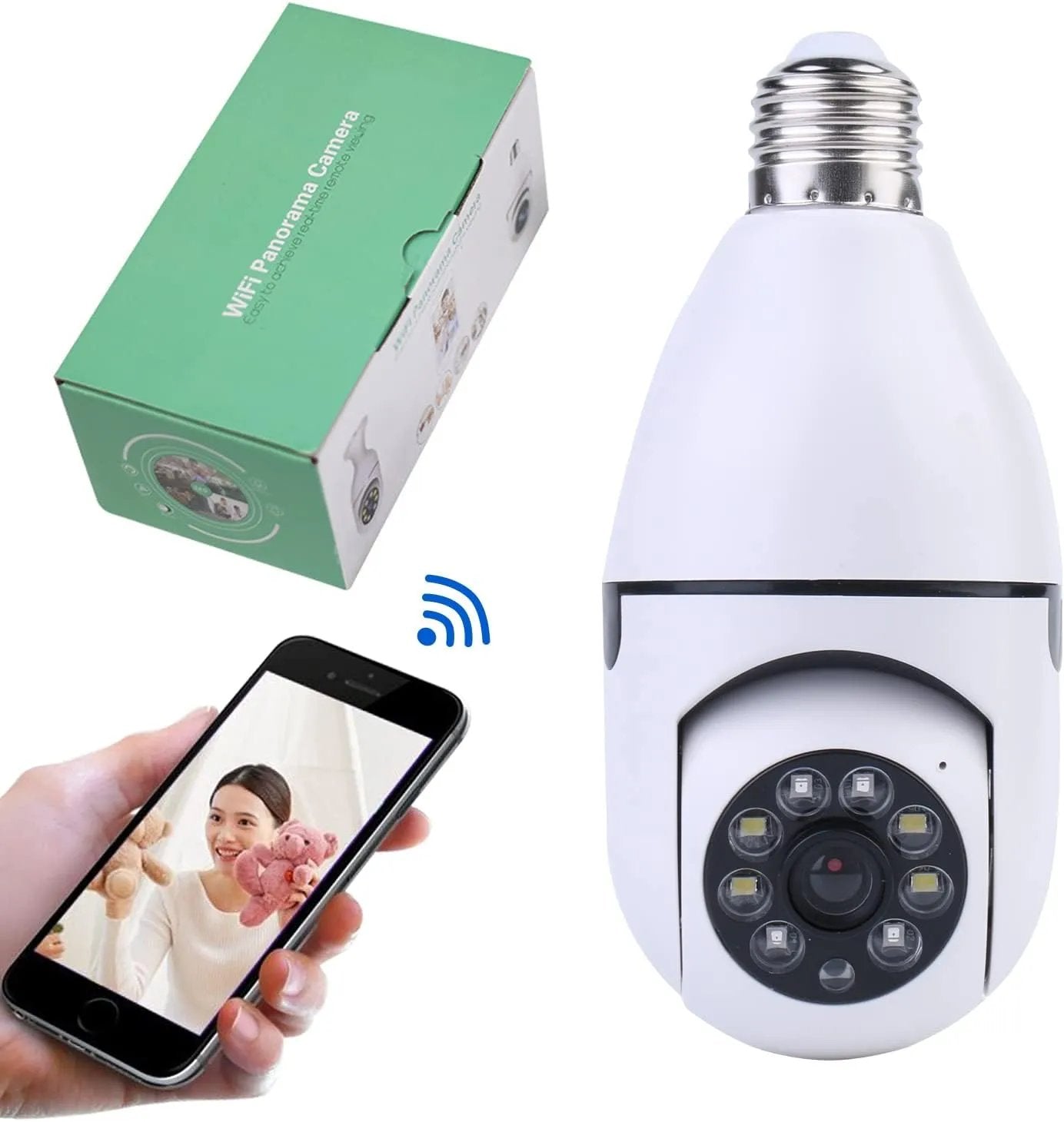 1080P Light Bulb Security Camera – 360° Wireless WiFi with Night Vision