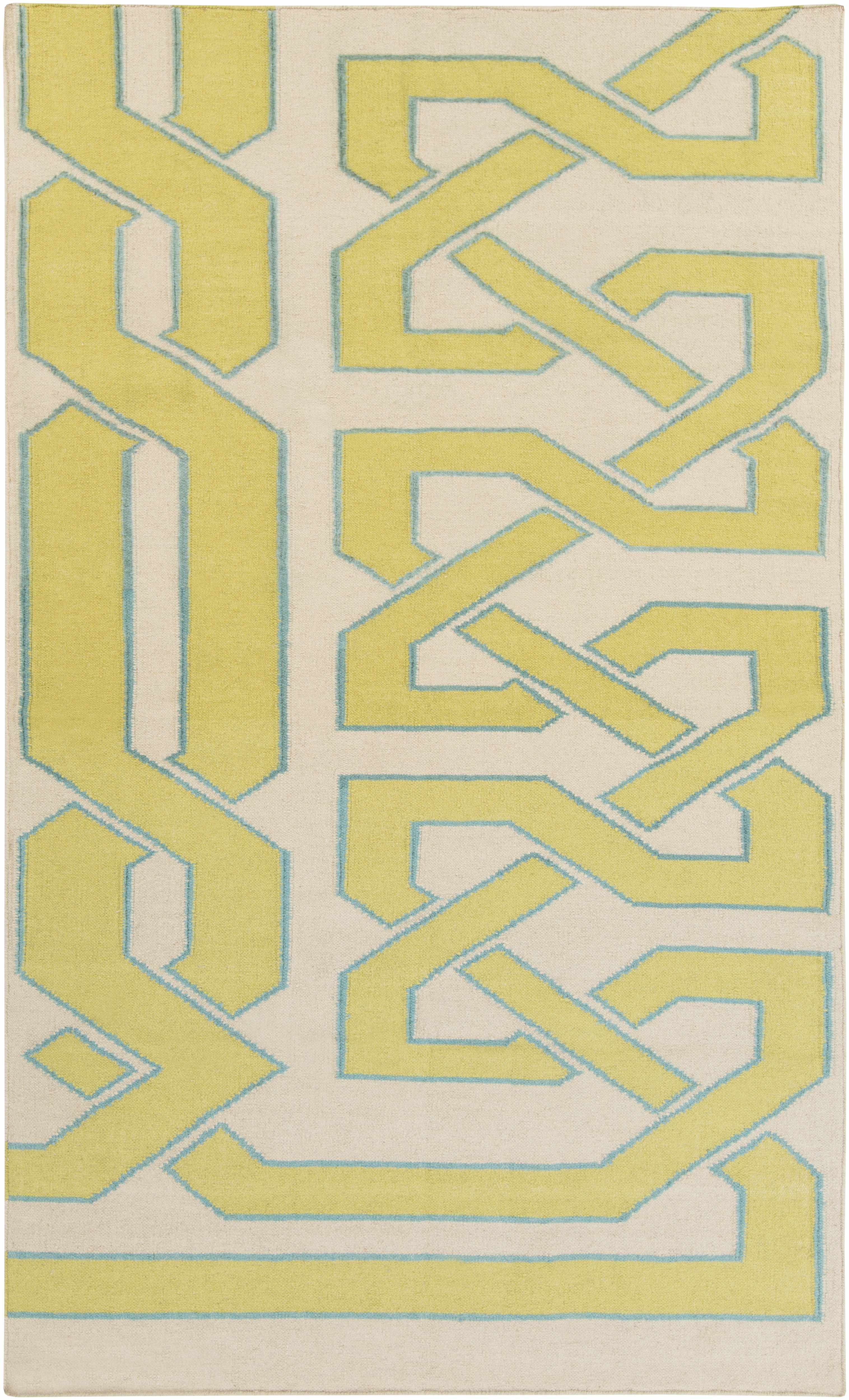 Milano Geometric Wool Area Rug – Ivory, Olive & Sage