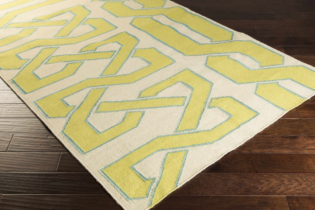Milano Geometric Wool Area Rug – Ivory, Olive & Sage