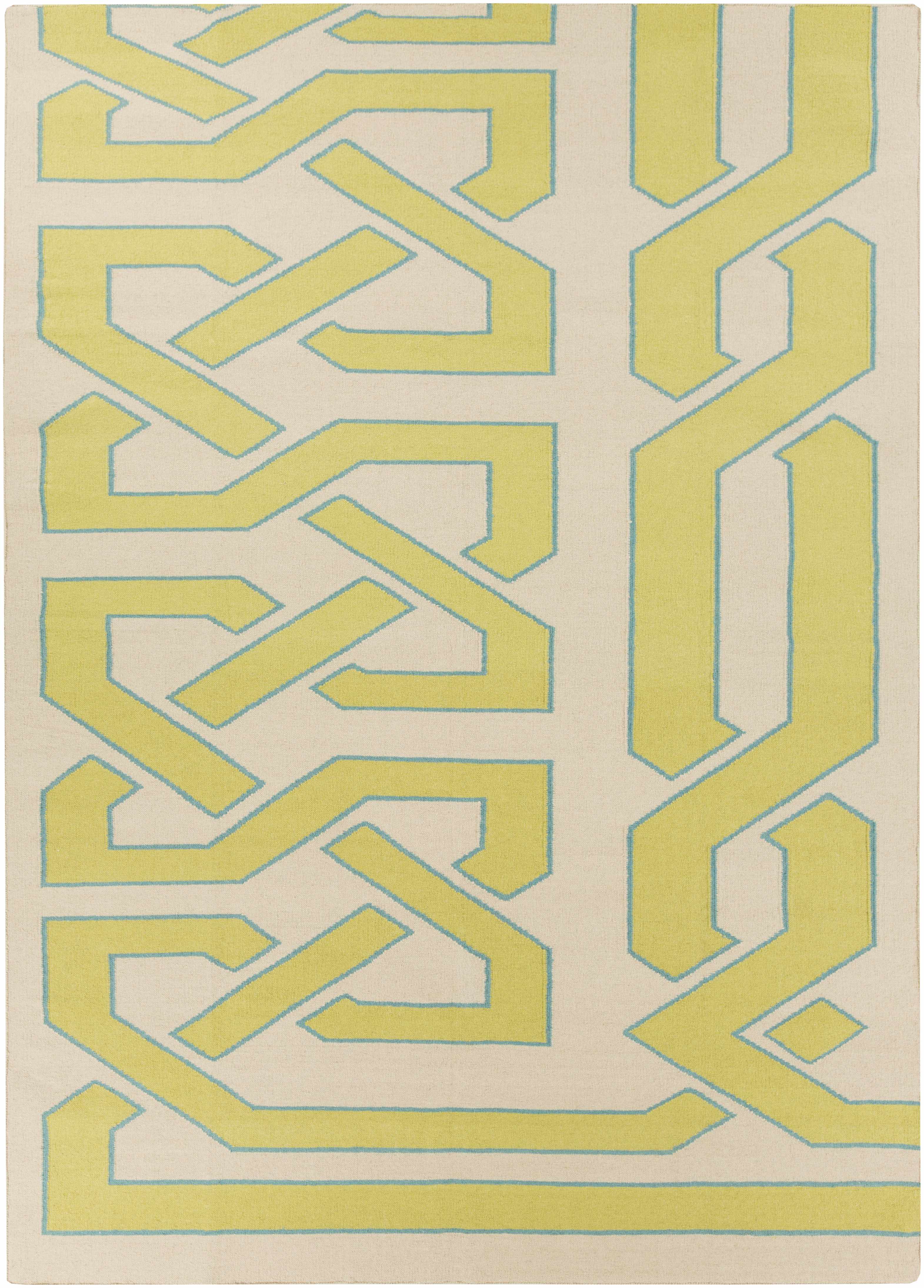 Milano Geometric Wool Area Rug – Ivory, Olive & Sage