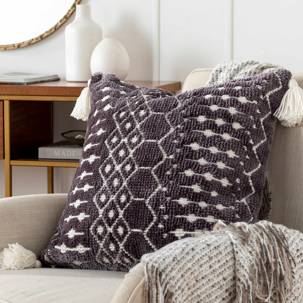 Pagsanjan Cream & Gray Knitted Square Throw Pillow
