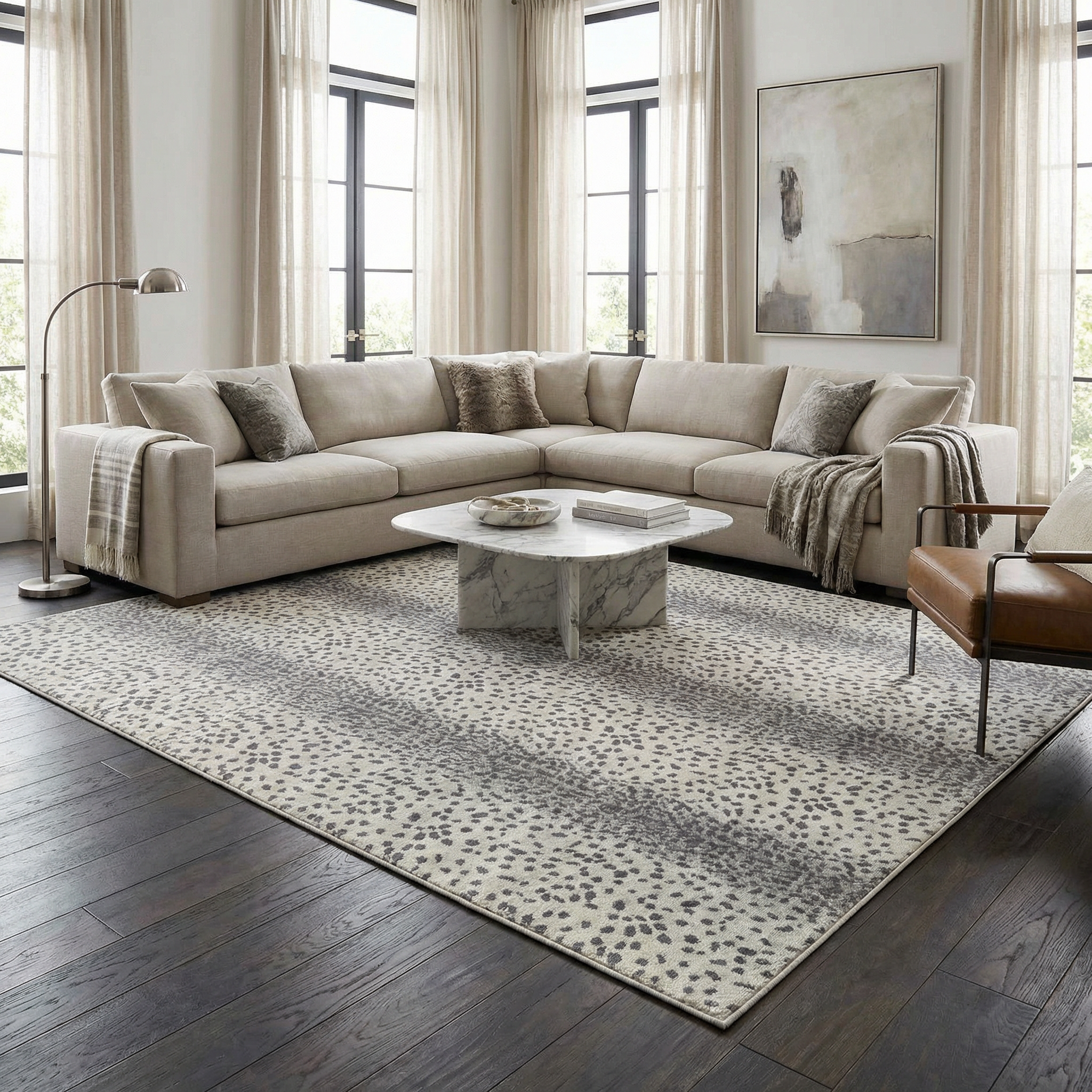Pointblank Gray Antelope Print Area Rug – Contemporary Animal Print