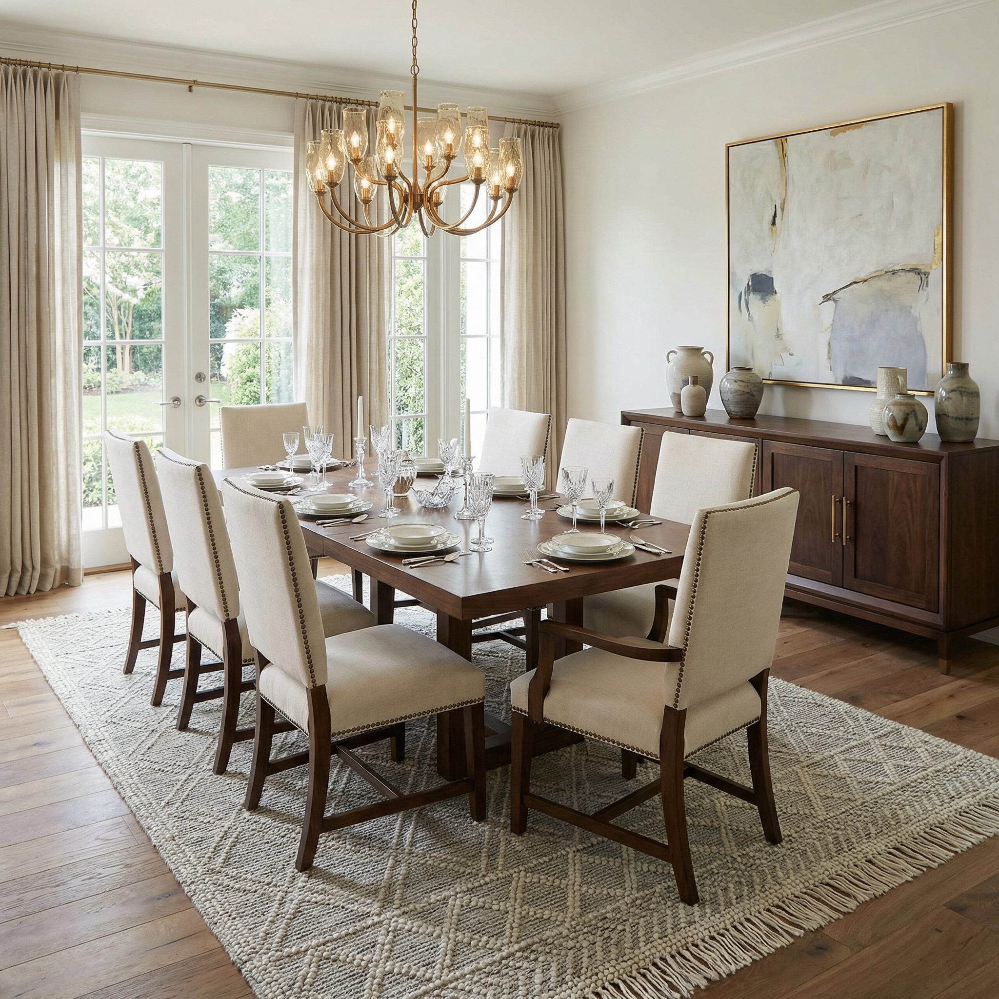 Ramsbury Hand Woven Cotton & NZ Wool Area Rug – Gray & White with Fringe