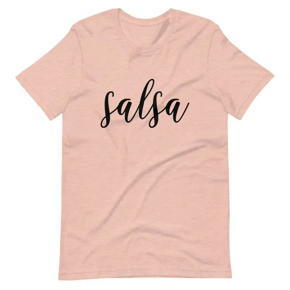 Dusty rose t-shirt with 'salsa' script print