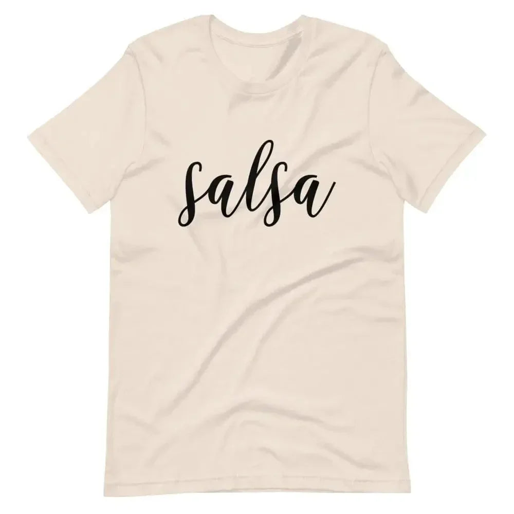 Soft cream t-shirt with 'salsa' script print