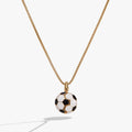 Gold soccer ball locket necklace with hanging soccer ball pendant on chain