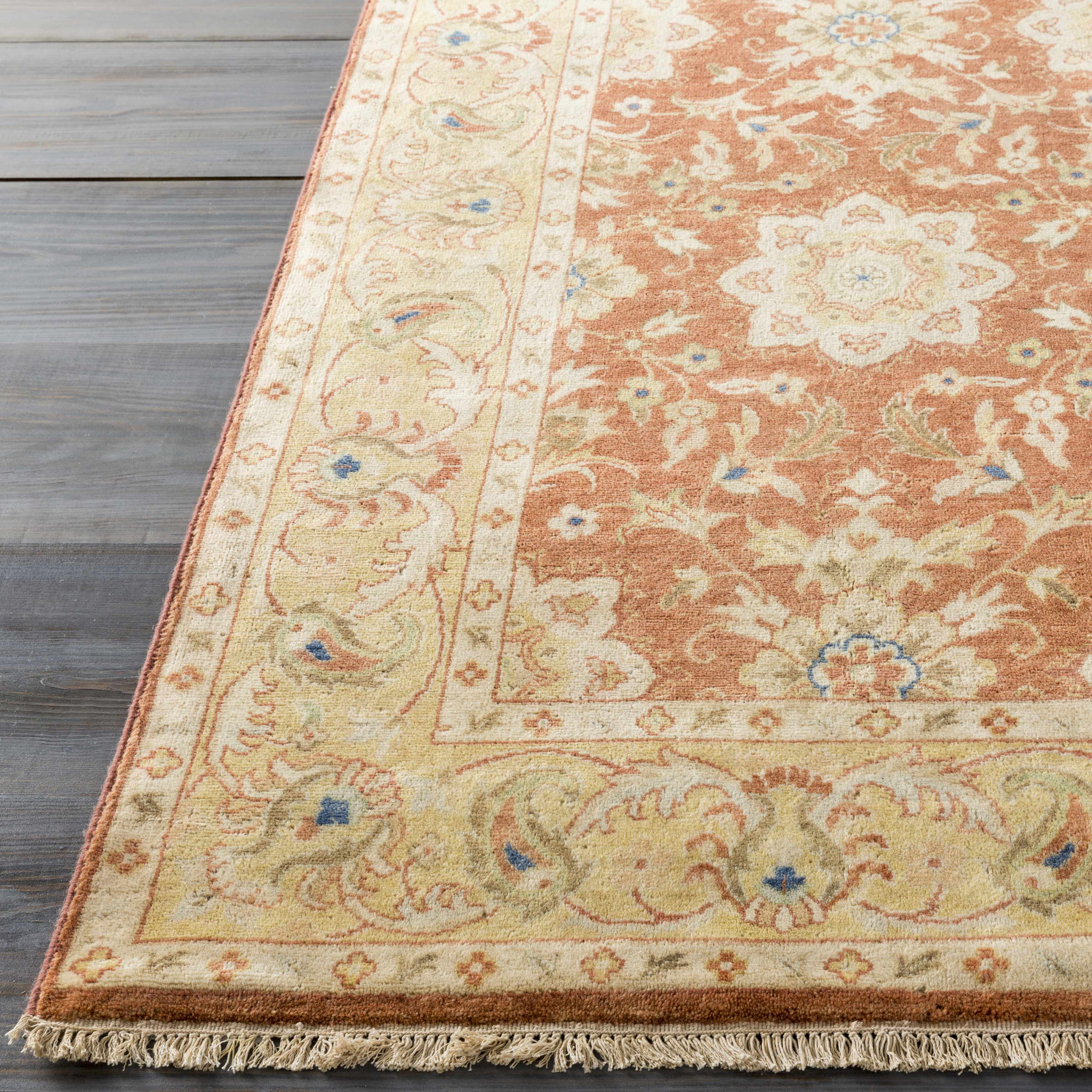 Springerville Hand Knotted New Zealand Wool Area Rug – Peach & Blue