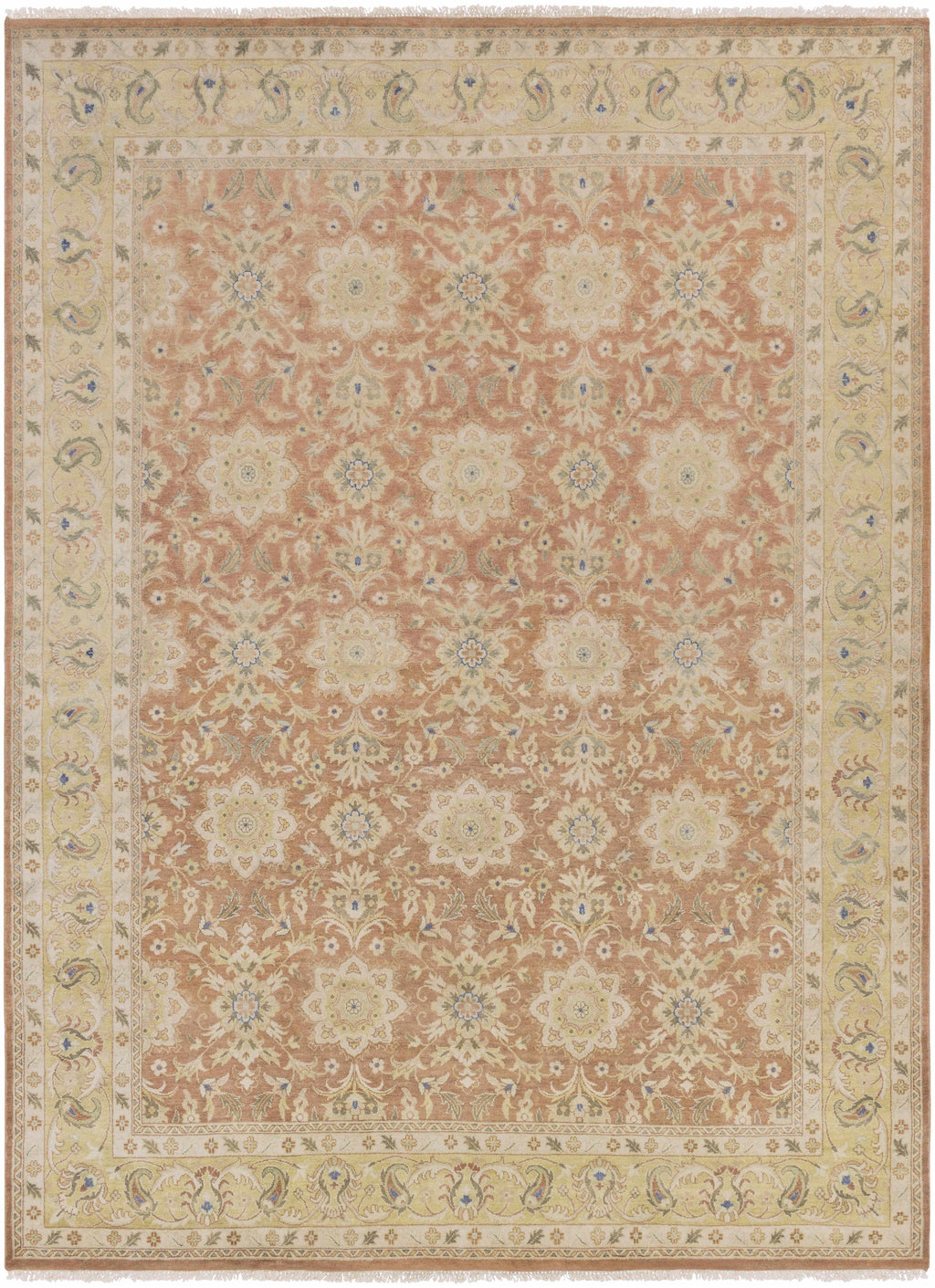 Springerville Hand Knotted New Zealand Wool Area Rug – Peach & Blue