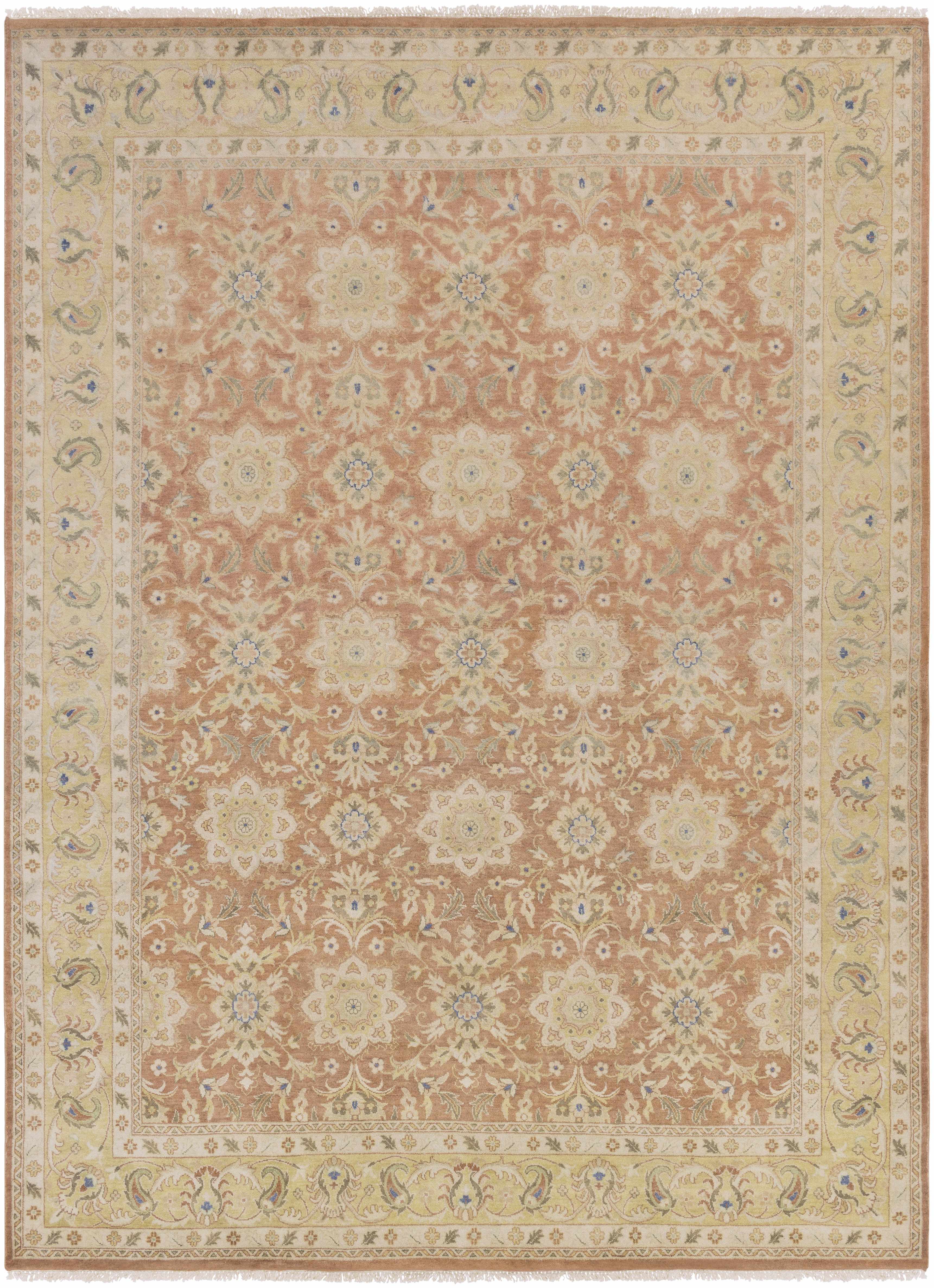Springerville Hand Knotted New Zealand Wool Area Rug – Peach & Blue