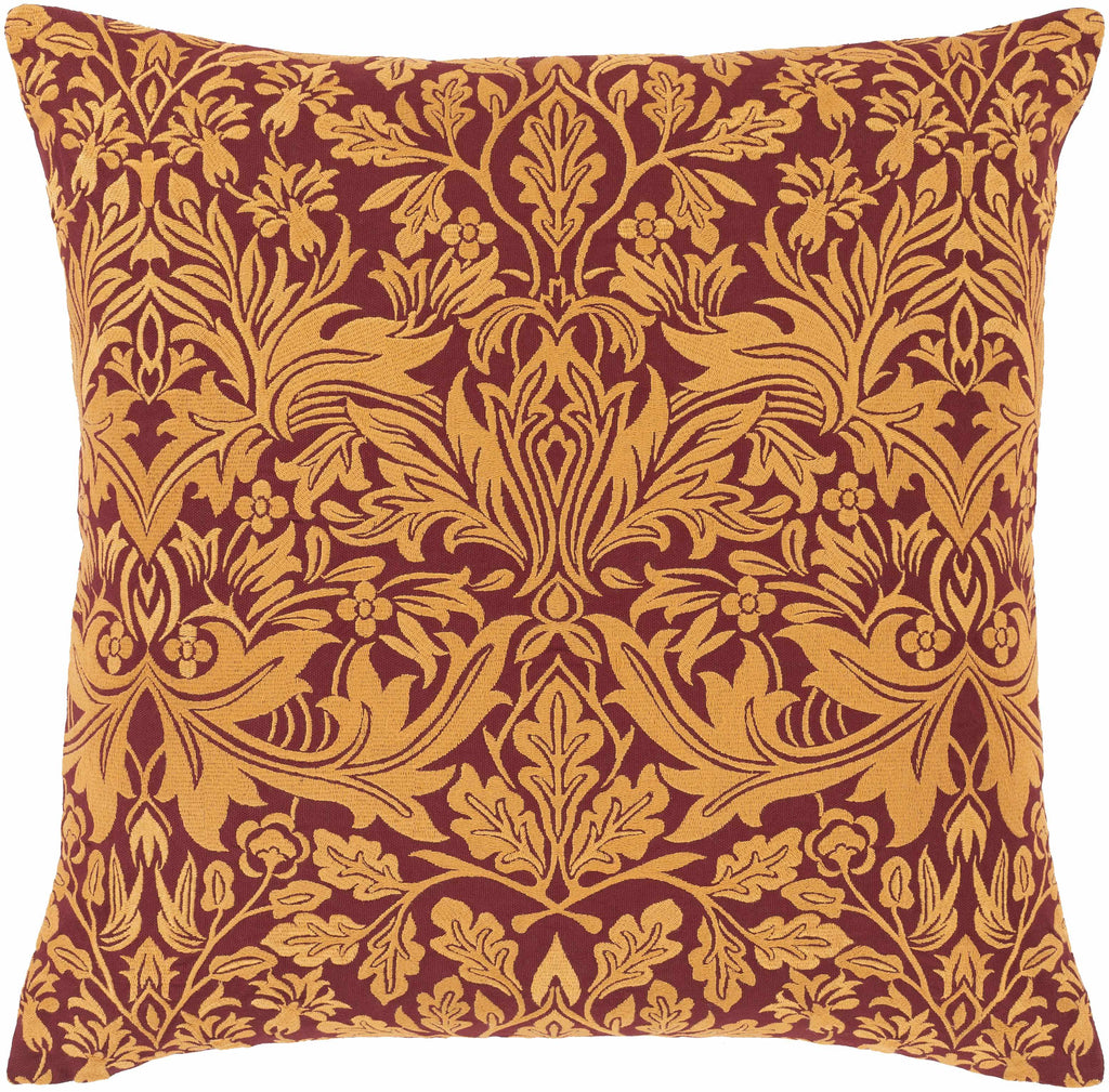 Springs Peach & Burgundy Woven Cotton Square Throw Pillow