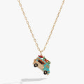 Gold taco truck locket necklace with chain and taco truck charm pendant.