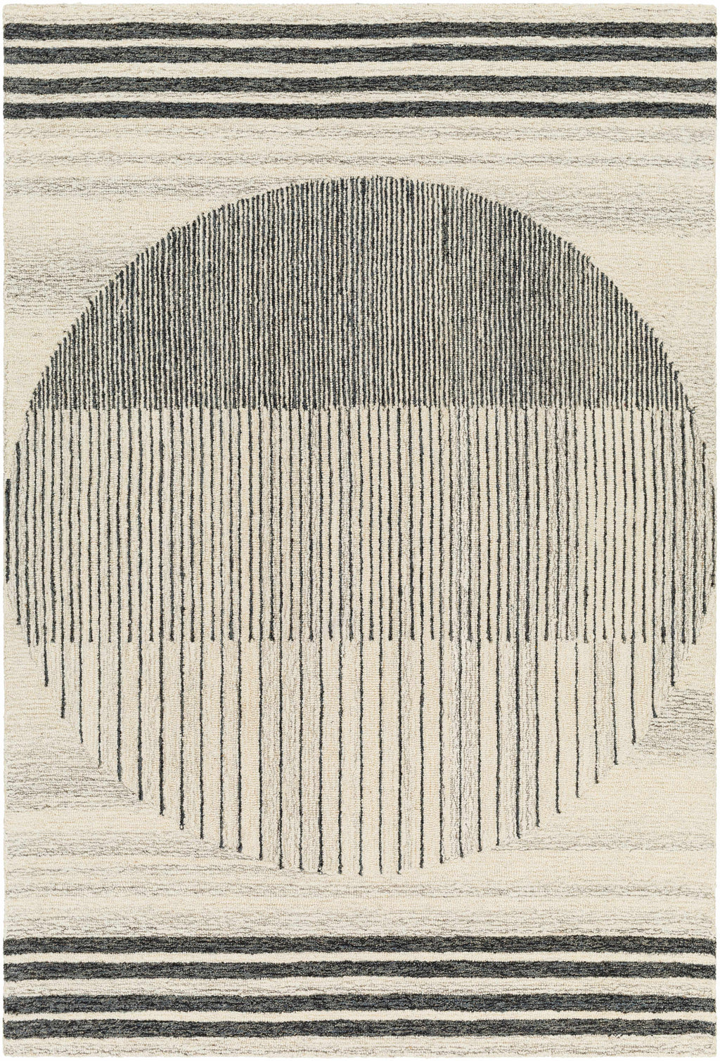 Turgut Hand Tufted Wool Area Rug – Black, Charcoal & Beige Contemporary